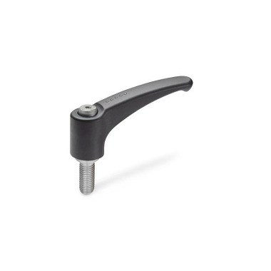 Ganter Adjustable Hand Levers, Plastic, Threaded Stud Stainless Steel 604.1-63-M8-50-SG