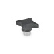 Ganter Hand Knobs, Technopolymer, with Protruding Stainless Steel Bushing 6335.2-32-M6-E-NI