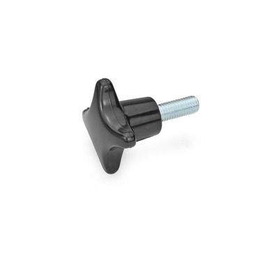 Ganter Hand Knobs, Plastic, Plastic, Threaded Stud Steel 6335.4-SK-32-M6-25