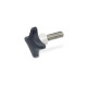 Ganter Hand Knobs, Plastic, Protruding Stainless Steel Bushing, Threaded Stud Stainless Steel 6335.5-TE-32-M6-20