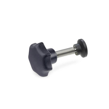 Ganter Star Knobs with Threaded Stud, with Movable Thrust Pad 6336.12-40-M8-40-32