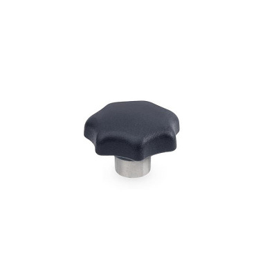 Ganter Star Knobs, Technopolymer, with Protruding Stainless Steel Bushing 6336.2-25-M5-E-NI