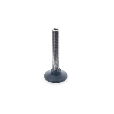 Ganter Ball Jointed Leveling Feet, Threaded Stud Stainless Steel, Thrust Pad Plastic 638-18-M6-36-NI