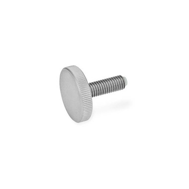 Ganter Flat Knurled Screws, Stainless Steel, with Brass / Plastic Pivot 653.10-M5-12-NI-KU