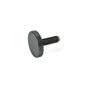 Ganter Flat Knurled Screws, Steel, with Brass / Plastic Pivot 653.10-M6-25-ST-MS