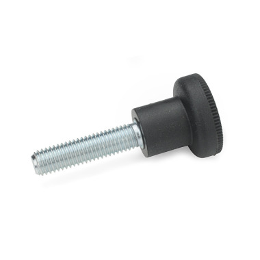 Ganter Knurled Knob Screws, Plastic, Threaded Stud Steel 676-31-M10-40-SG