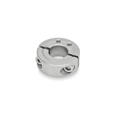 Ganter Split Shaft Collars, Stainless Steel, with Extension-Tapped Holes 7072.1-55-B28-NI-B