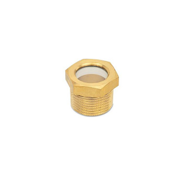 Ganter Oil Sight Glasses with Conical Thread, Brass / Security Glass (ESG) 743.8-32-11/4NPT-B