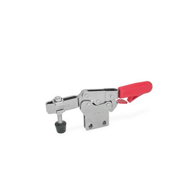 Ganter Toggle Clamps, Stainless Steel, Operating Lever Horizontal, with Lock Mechanism, with Vertical Mounting Base 820.4-130-NLC-NI