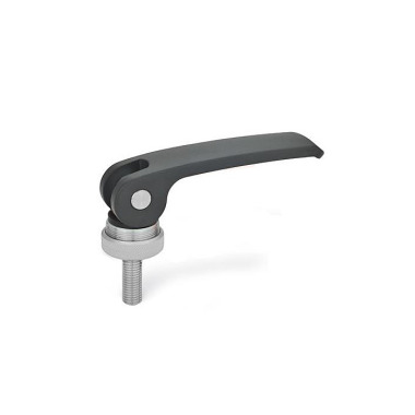 Ganter Clamping Levers with Eccentrical Cam with Threaded Stud, Lever Zinc Die Casting 927.4-101-M10-20-A-B