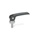 Ganter Clamping Levers with Eccentrical Cam with Threaded Stud, Lever Zinc Die Casting 927.4-101-M10-30-A-B