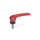 Ganter Clamping Levers with Eccentrical Cam with Threaded Stud, Lever Zinc Die Casting 927.4-101-M10-30-B-R