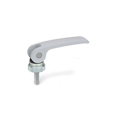 Ganter Clamping Levers with Eccentrical Cam, with Threaded Stud, Lever Zinc Die Casting, Contact Plate Plastic 927-101-M10-20-A-S