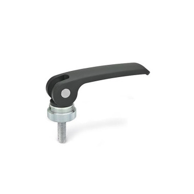 Ganter Clamping Levers with Eccentrical Cam, with Threaded Stud, Lever Zinc Die Casting, Contact Plate Plastic 927-44-M4-25-A-B