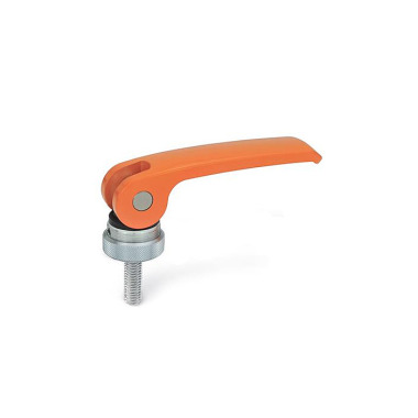 Ganter Clamping Levers with Eccentrical Cam, with Threaded Stud, Lever Zinc Die Casting, Contact Plate Plastic 927-63-M5-50-A-O