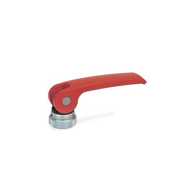 Ganter Clamping Levers with Eccentrical Cam, with Internal Thread, Lever Zinc Die Casting, Contact Plate Plastic 927-82-M8-A-R