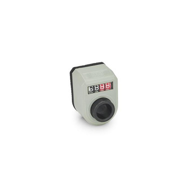 Ganter Position Indicators, 4 Digits, Digital Indication, Mechanical Counter, Hollow Shaft Steel 954-001.5-FN-R-GR