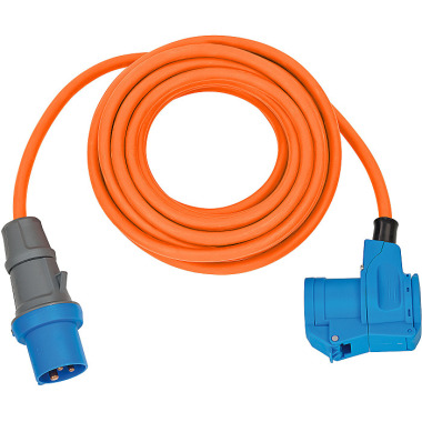 Brennenstuhl Camping CEE-Verlängerungskabel mit CEE-Stecker und Winkelkupplung inkl. Schutzkontakt-Kombisteckdose (10m Kabel in orange, 230V/16A, Einsatz im Außenbereich, Made in Germany) 1167650510