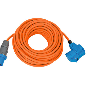 Brennenstuhl Camping CEE-Verlängerungskabel mit CEE-Stecker und Winkelkupplung inkl. Schutzkontakt-Kombisteckdose (25m Kabel in orange, 230V/16A, Einsatz im Außenbereich, Made in Germany) 1167650525