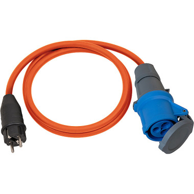 Brennenstuhl Camping Adapterkabel / CEE-Adapter mit Schutzkontakt-Stecker und CEE-Kupplung (1,5m Kabel in orange, H07RN-F 3G2,5, 230V/16A, ständiger Einsatz im Außenbereich IP44, Made in Germany) 1132910025