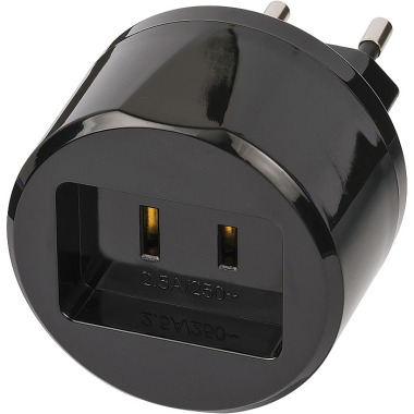 Brennenstuhl Reisestecker / Reiseadapter (Reise-Steckdosenadapter für: USA Steckdose und Euro Stecker) schwarz 1508500010