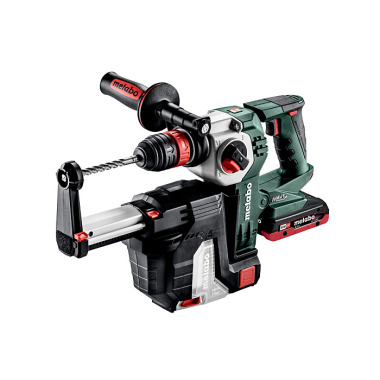 Metabo Akku-Kombihammer KHA 18 LTX BL 24 Quick Set ISA (600211930) mit integrierter Staubabsaugung und Metabo-Quick-Wechselfutter Kunststoffkoffer 18V 1x5.5Ah /1x4AhLiHD + ASC 145