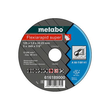 Metabo Flexiarapid super 115x1,0x22,23 Stahl, Trennscheibe, gerade Ausführung (616188000)