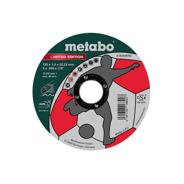 Metabo Limited Edition Soccer 125 x 1,0 x 22,23 mm, Inox, Trennscheibe, gerade Ausführung (616259000)