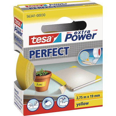 Tesa Gewebeband ext.Power® 56341 gelb L.2,75m B.19mm Rl.TESA 56341-00030-03