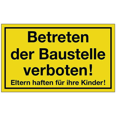 Hinweiszeichen Betreten der Baustelle verboten L250xB150mm gelb schwarz Ku. 3000277177