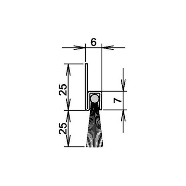 Bürstentürdichtung Ferrobros FA 25-6 L.1250mm B.6mm Rossh.mixed Aufschr.ATHMER 4-310-025-1250