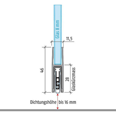 Türdichtung KG-F8 schmal 1-s.L.834mm Alu.silberf.GLT PLANET 38084-F8S