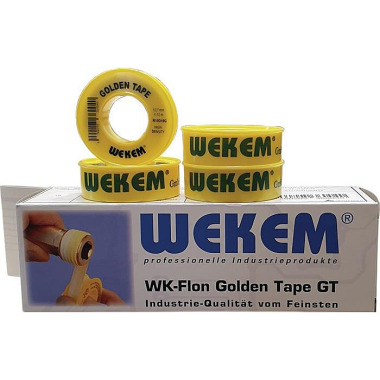 PTFE Dichtband Golden Tape L12m B12,7mm D0,1mm gelb 1 g/cm³ Spule WEKEM 6111500120012