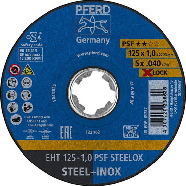 Trennscheibe X-LOCK PSF STEELOX D125x1mm ger.INOX Bohr.22,23mm PFERD 61721101