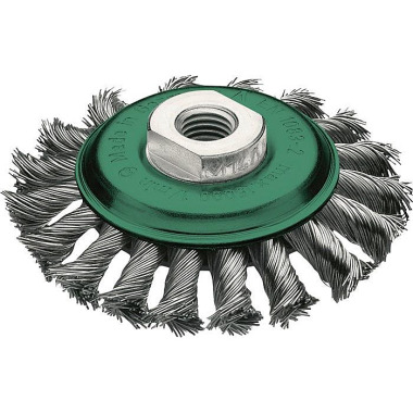 Zopfkegelbürste D.100mm Gew.Drahtstärke 0,5mm VA 12mm 15000min-¹ LESSMANN 471857