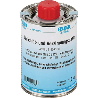 Weichlöt- u.Verzinnungspaste 230-250GradC 1kg S-Sn97Cu3 FELDER 219760701