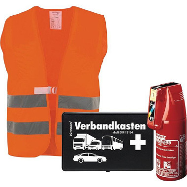 Set KFZ-Sicherheitspaket Feuerlöscher Warnweste Verbandkasten jeweils 1 Stück 5000600304