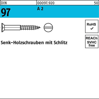 Holzschraube DIN 97 SEKO Schlitz 6x 50 A 2 200 Stü ck 000979200060050