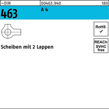 Scheibe DIN 463 2 Lappen 4,3 A 4 25 Stück 004639400043000