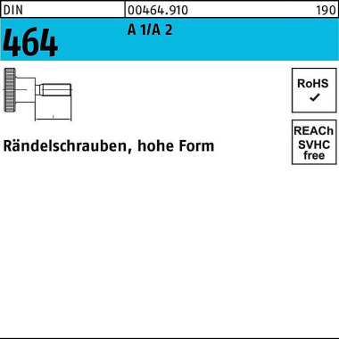 Rändelschraube DIN 464 ho he FormM6x 10 A 1/A 2 10 Stück 004649100060010