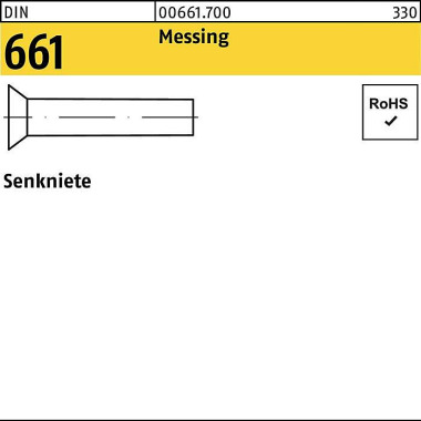 Senkniete DIN 661 3x 12 M essing 1000 Stück 006617000030012