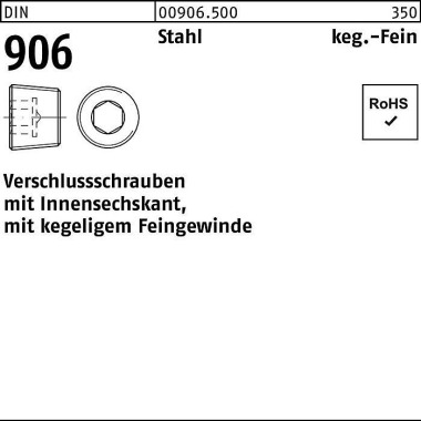 Verschlußschraube DIN 906 Innen-6kt M30x 2 Stahl 1 0 Stück 009065000300200