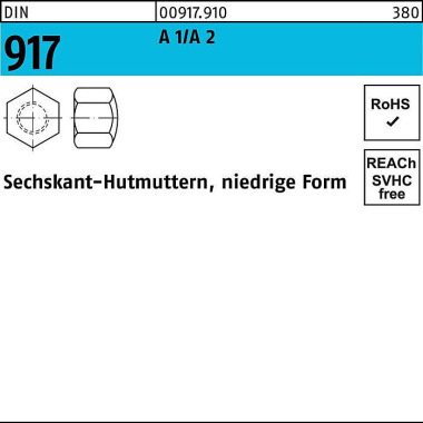 Sechskanthutmutter DIN 91 7 niedrige FormM8 A 1/A 2 50 Stück 009179109080000