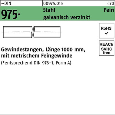 Gewindestange DIN 975 M20 x 1,5x 1000mm Stahl galv. verz. 1 Stück 009750150200150