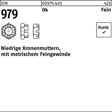 Kronenmutter DIN 979 nied rig M30x2 Automatenstahl 10 Stück 009794050300200