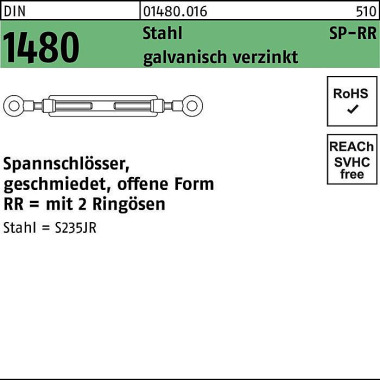 Spannschloss DIN 1480 off en 2Ringösen SP-RR M20 St ahl 3.6 galv.verz. 1St. 014800160200000