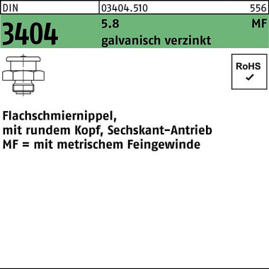 Flachschmiernippel DIN 34 04 rundem Kopf/6-kt M6x1 SW 17 5.8 galv.verz. 100S t. 034045100061017