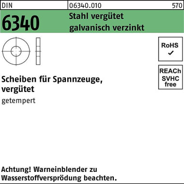 Scheibe DIN 6340 17x 45x 6 Stahl vergütet galv.ver z. 50 Stück 063400100170000