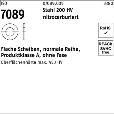 Unterlegscheibe ISO 7089 o.Fase 39 Stahl 200 HV ni trocarburiert 50 Stück 070890050390000