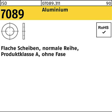 Unterlegscheibe ISO 7089 o.Fase 4 Aluminium 100 St ück 070893119040000